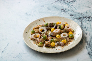 Croaker Fish Ceviche with Mango, Avocado, Chives, and Citrus Marinade - Fresh and Flavorful Seafood Dish