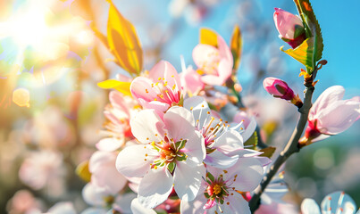 Springtime season blossom, sunny spring day ,Generative AI 