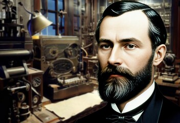 Karl Ferdinand Braun was a German physicist who was awarded the Nobel Prize for having invented the wireless telegraph together with Marconi, generative ai - obrazy, fototapety, plakaty