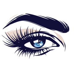 Illustration with womans eyes and eyebrows. 