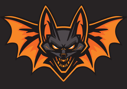 Logo illustration of a bat creature bold shades of ora
