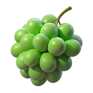 3D Bunch of green grapes isolated on transparent background.