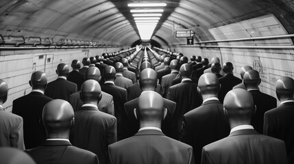 the heads of Group businessman in a tunnel