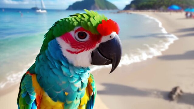 parrot on the sea beach