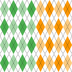 St. Patrick's day argyle pattern. Argyle vector pattern. Argyle pattern. Seamless geometric pattern for clothing, wrapping paper, backdrop, background, gift card, sweater.
