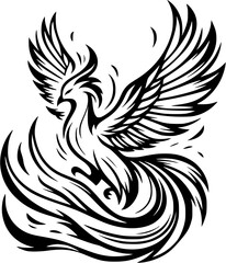 black and white phoenix tattoo design