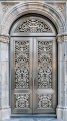 Fototapeta premium Futuristic, high value entrance front door. Generative AI