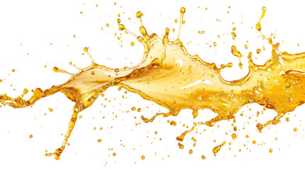 golden splash of orange juice isolated on white.