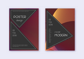 Black cover design template set. Orange abstract l