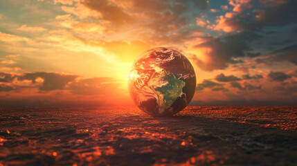 global warming  concept. Earth planet in fire,