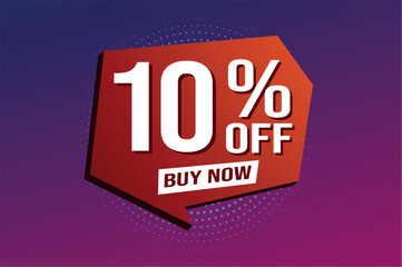10% ten percent off buy now poster banner graphic design icon logo sign symbol social media website coupon

