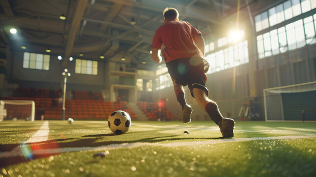 cinematic image of a soccer freestyle player