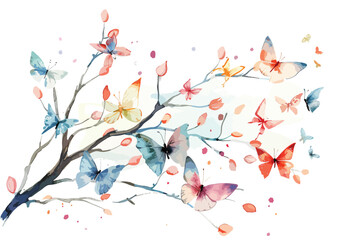 Spring vector watercolor stylish illustration with bra