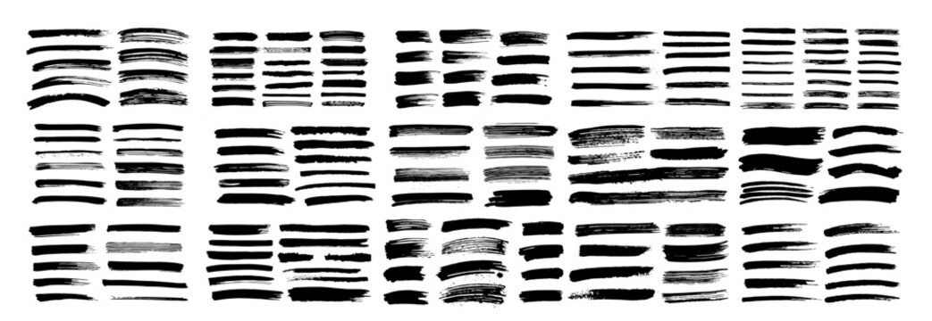 collection of Dry paint stains brush stroke backgrounds set. Dirty artistic vector design elements, boxes, frames for text, labels, logo. Hipster stickers, paintbrush grunge stamp label backgrounds,