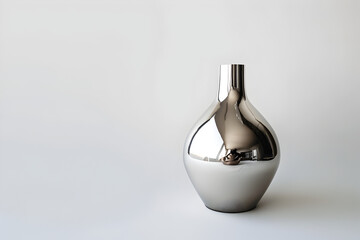 "Sleek Elegance: Metal Perfume Bottle Against White"