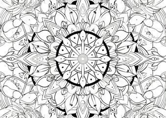 Vector handdrawn doodle mandala Circular pattern