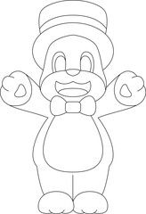 Bear Groom Cylinder Wedding Animal Vector Graphic Art Illustration