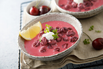 Cold cherry soup with yogurt