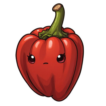 a cartoon red pepper with a sad face, a digital rendering, large red eyes!!!, bob pepper, otomo
