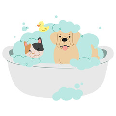 Naklejka premium Pet Grooming 1 cute on a white background, png illustration.