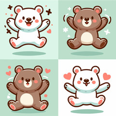 Illustration of a cheerful bear with a simple and minimalist flat design style