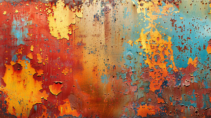 Rusty pitted metal colorful horizontal abstract background - obrazy, fototapety, plakaty