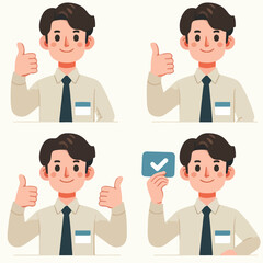 Vector set of people expressing thumbs up in flat design style