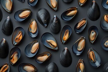 oysters on a black background