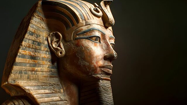 Close up of an ancient statue of Pharoah Amenhotep III 