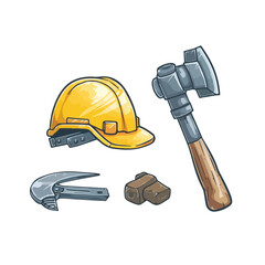 Labour tools icon design vector isolated on white 