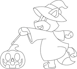 Cat Halloween Witch Animal Vector Graphic Art Illustration