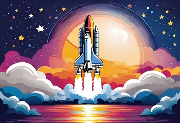 rocket in space - obrazy, fototapety, plakaty