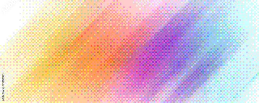 Aufkleber pixelated rainbow holographic diagonal gradient background with dithering effect. colorful neon pixe