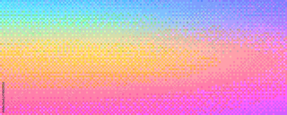 Aufkleber pixelated rainbow holographic blurred gradient background with dithering effect. colorful pixel art 