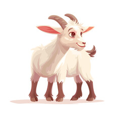 Little goat isolated on white. Domestic livestock. 
