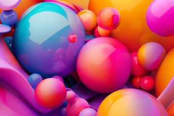 Fototapeta na wymiar Colorful abstract balls glass background with futuristic abstract shapes