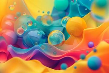 Colorful abstract balls glass background with futuristic abstract shapes - 748629439