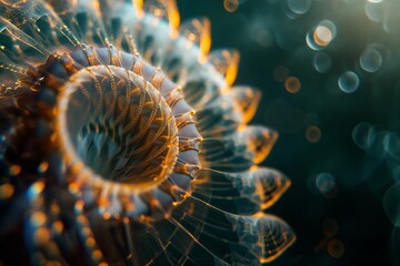 Fibonacci sequence, fractal design, digital lighting. Illustration of spiral arrangement in nature
