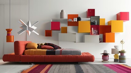 Vibrant Modular Wall Shelves
