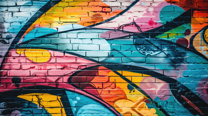 Obraz premium Graffiti Wall Abstract Background: A Vibrant and Dynamic Generative AI Art Piece - Perfect for Artistic Pop Art Backdrops
