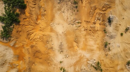 Top view of a sandy field
