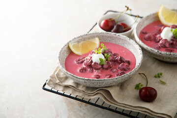 Cold cherry soup with yogurt
