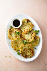 Homemade courgette latkes with herbs