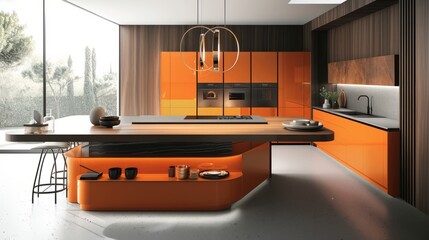 Vibrant Modern Kitchen Island with Extra Countertop