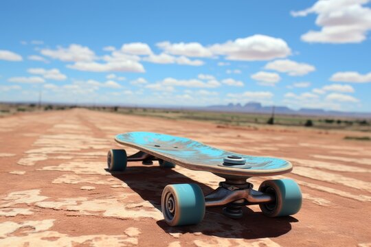 A high quality image featuring a skateboard concept with a background that has selective focus and ample copy space