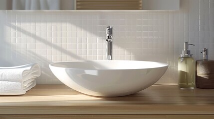 Fototapeta na wymiar Classic Round Ceramic Sink for Traditional Decor