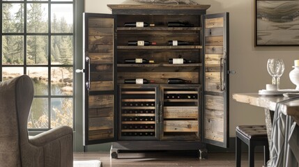 Rustic Style Wine Cabinet for Cozy Interiors