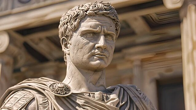 Close up of a statue of Marcus Vipsanius Agrippa, the Roman general and statesman