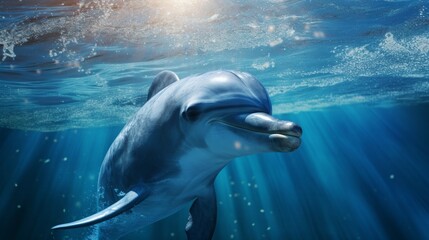 Dolphin in the sea. Neural network AI generated art