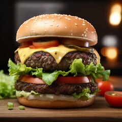 hamburger on black